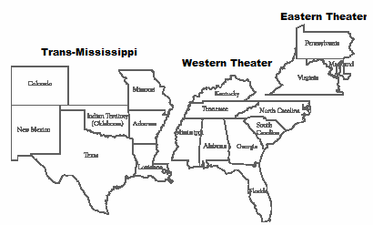 Three Theaters of the Civil War Map