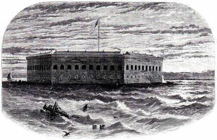 Picture of Fort Sumter, with Charleston in the background